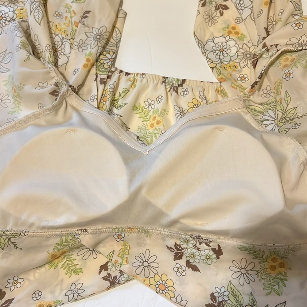 Madden NYC floral long sleeve sheer crop top with tie and built in bra XL - Picture 8 of 10
